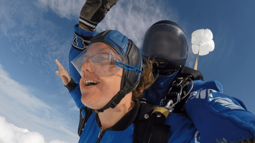 Woman skydiving